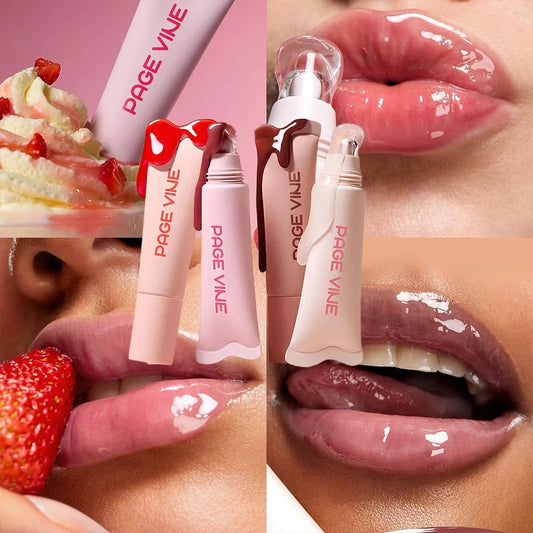 Lip Oil Set 4 Supports Long Lasting Nourishing and Moisturizing Mirror Doe Lips Anti-Dry Chapped Lipstick Set