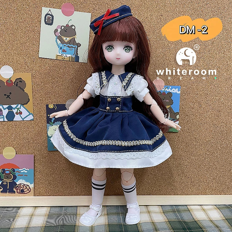 New 30cm BJD Doll High Beauty Asian Girl Toy For Chilren Retro Classic Wedding Dress Lolita Noble Rabbit Holiday Birthday Gift