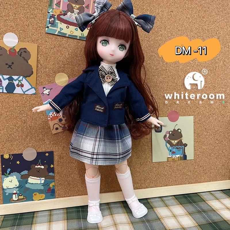 New 30cm BJD Doll High Beauty Asian Girl Toy For Chilren Retro Classic Wedding Dress Lolita Noble Rabbit Holiday Birthday Gift