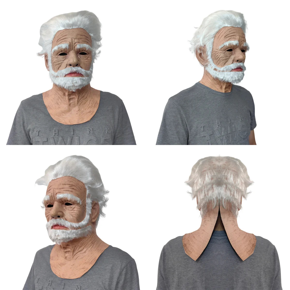 Mr máscara branca halloween novo homem velho careca chapelaria real cosplay adereços fotografia acessórios