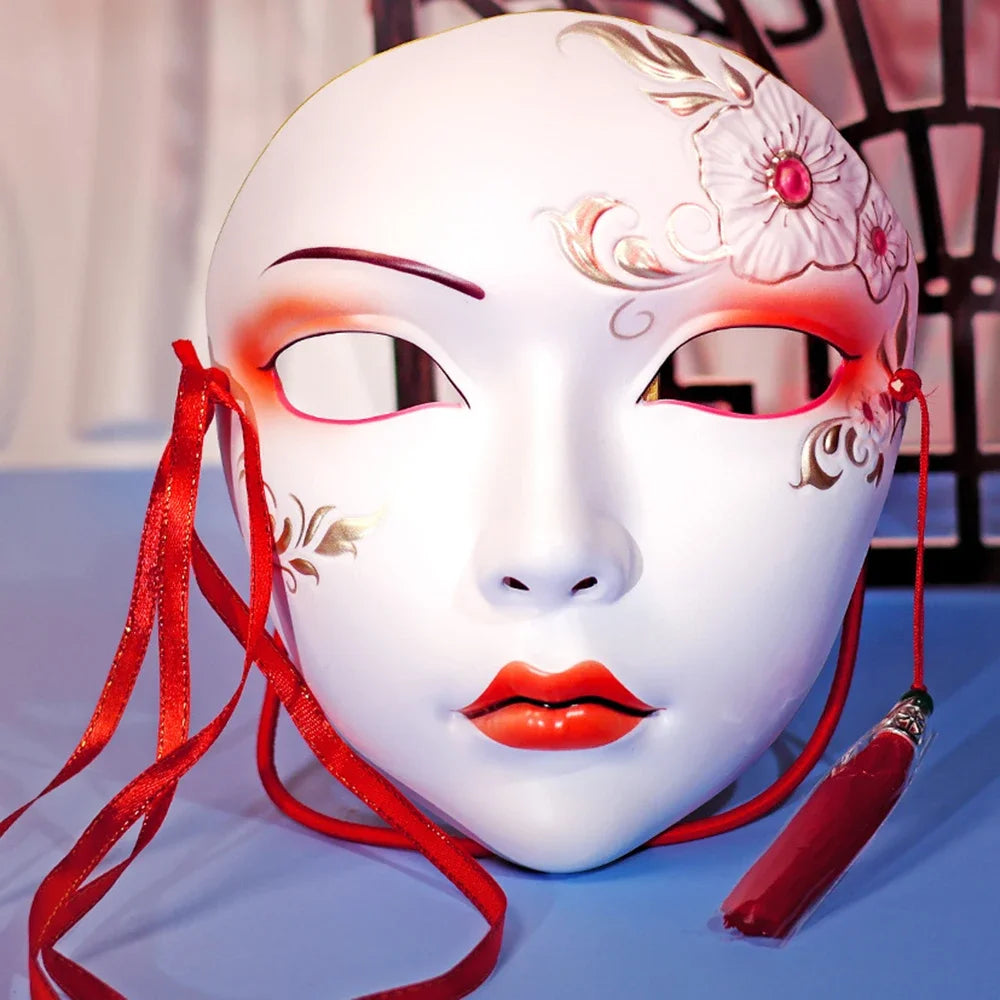 Adult Party Mask Hand Painted Makeup Full Face Carnival Queue Mask Kabuki  Masquerade  For Carnival Mardi Gras Cosplay