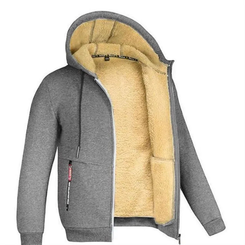 Winter Lambswool Coats Thicken Warm Jackets Long Sleeve Zipper Hoodies Casual Sports Fleece Black Coat Hooded Men's Women Jacket