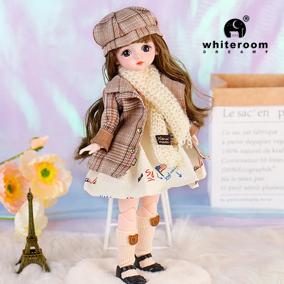 New 30cm BJD Doll High Beauty Asian Girl Toy For Chilren Retro Classic Wedding Dress Lolita Noble Rabbit Holiday Birthday Gift