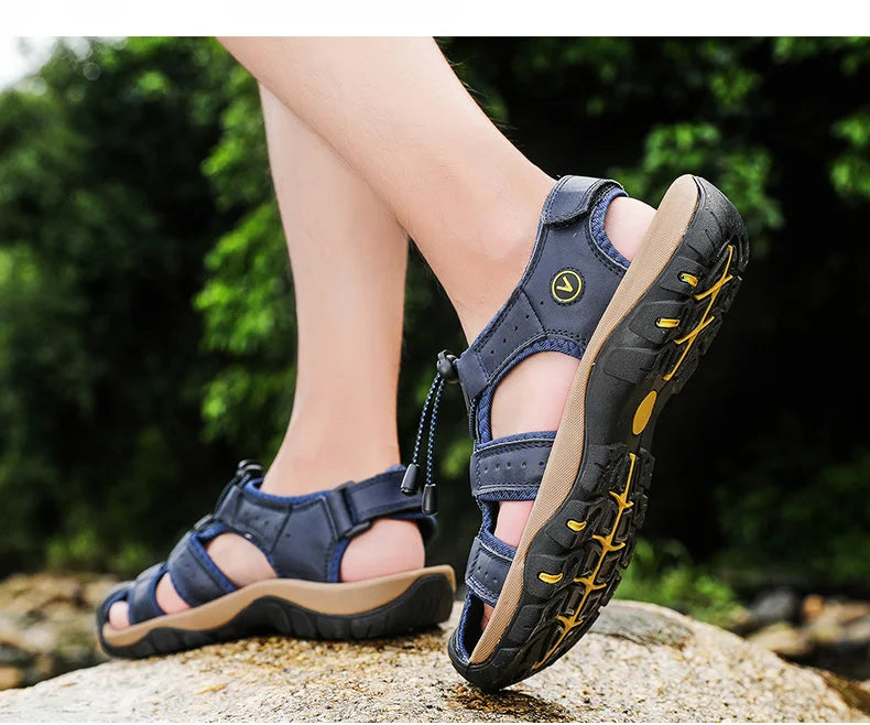 Leather Men Sandals Summer Shoes 2023 New Plus Size Mens Sandals Fashion Casual Outdoor Beach Slippers Breathable Wading Shoes