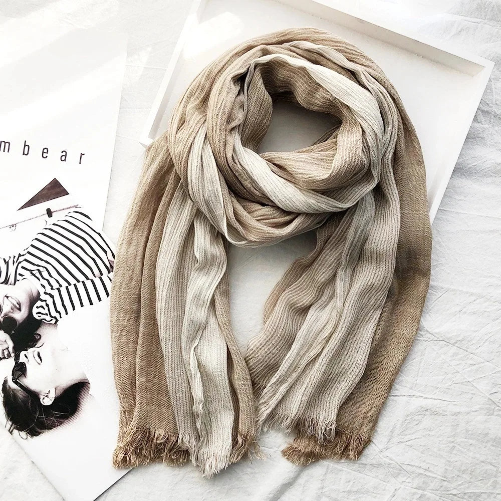 Cotton Linen Striped Scarf for Men Autumn Winter Men's Scarves Soft Warm Neckerchief Male Accessories Bufandas Shawls