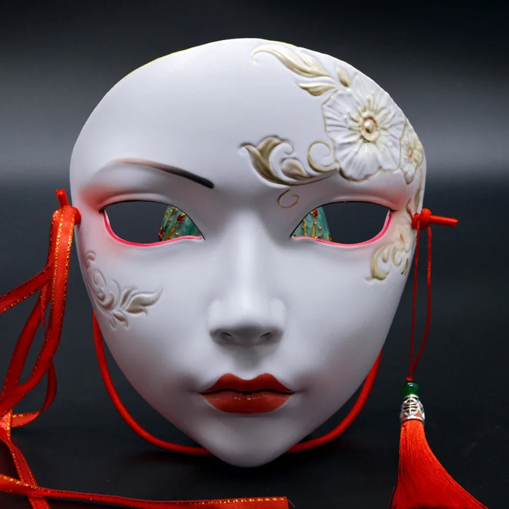 Adult Party Mask Hand Painted Makeup Full Face Carnival Queue Mask Kabuki  Masquerade  For Carnival Mardi Gras Cosplay