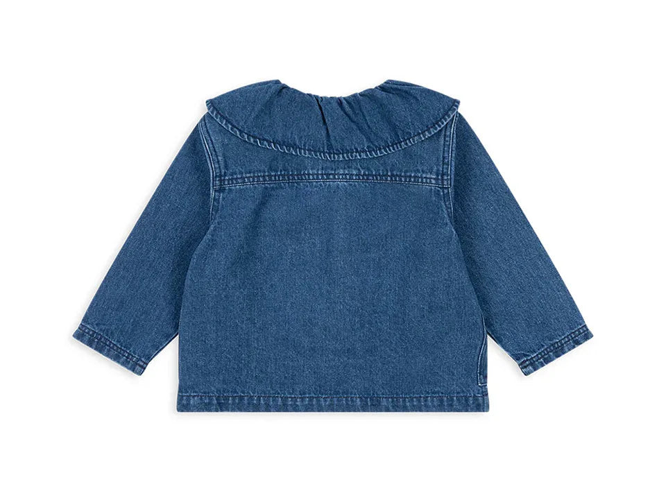 Spot 24 autumn/winter children's denim jacket pants set girls' denim overalls white shirt