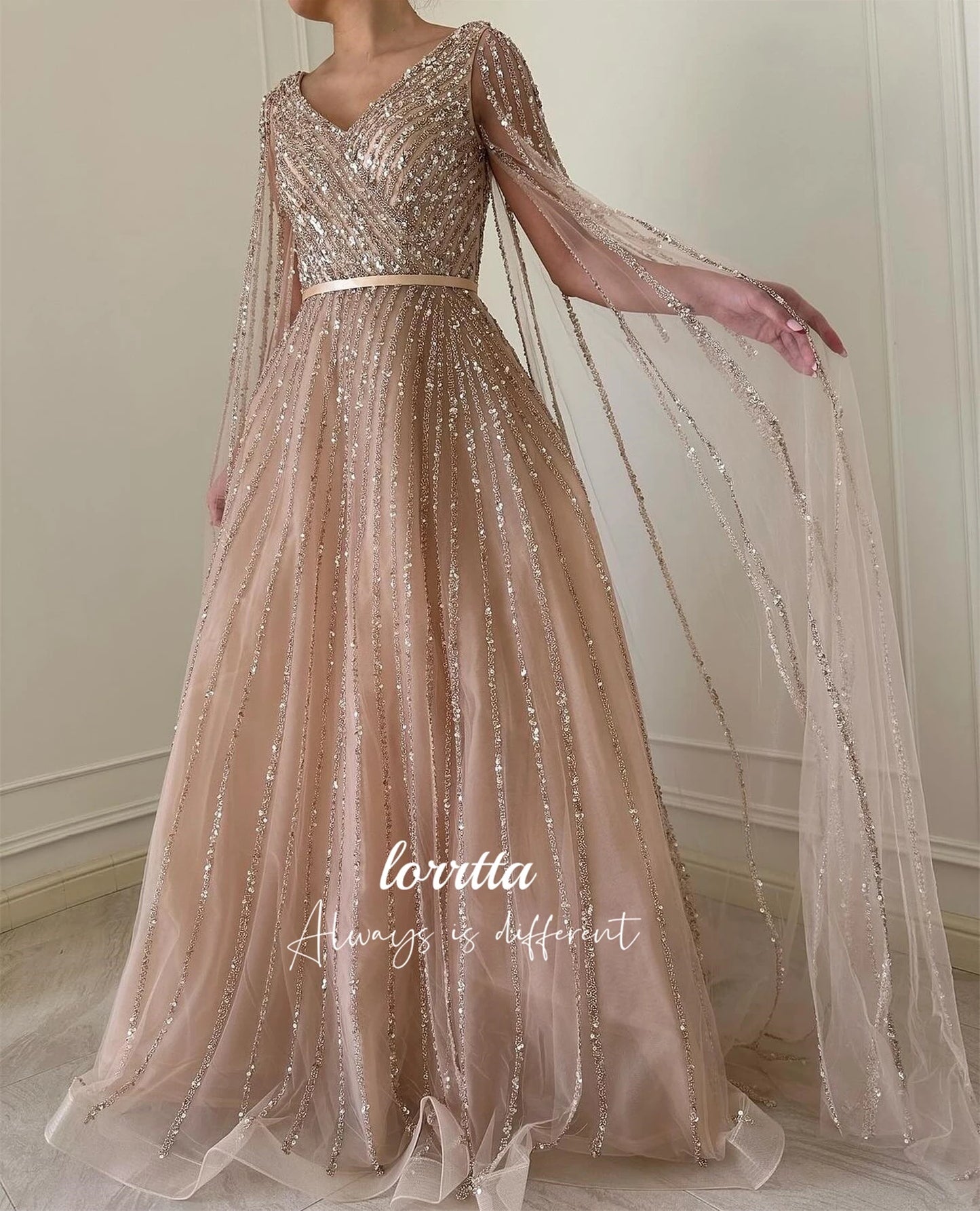 Lorrtta Robe Evening Dress Women Grace Shiny Fabric Elegant Women's Dresses Luxurious Party Party dresses Customized فساتين سهرة