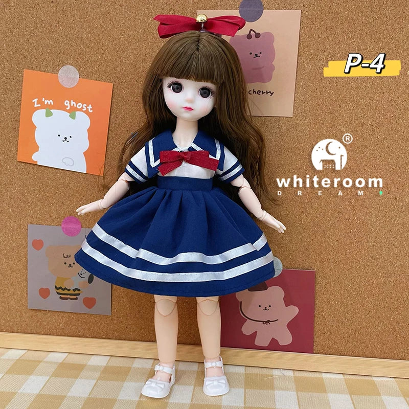 New 30cm BJD Doll High Beauty Asian Girl Toy For Chilren Retro Classic Wedding Dress Lolita Noble Rabbit Holiday Birthday Gift