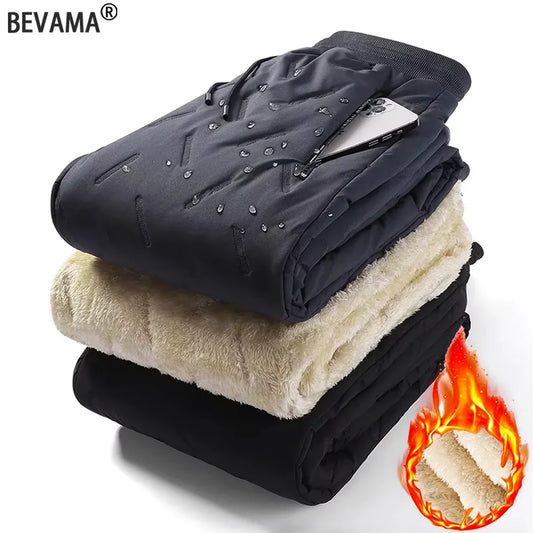 New Thickened Winter Pants Men Windproof Warm-Keeping Sweatpants Lambswool Casual Down Cotton Male Trousers Joggers Sportwear