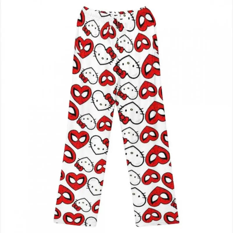 Spiderman Walking Bent Pants Sleepwear Hello Kitty Y2K Winter Plush Pajama Pants Home Plush Pants Winter Couple Pajama Pants