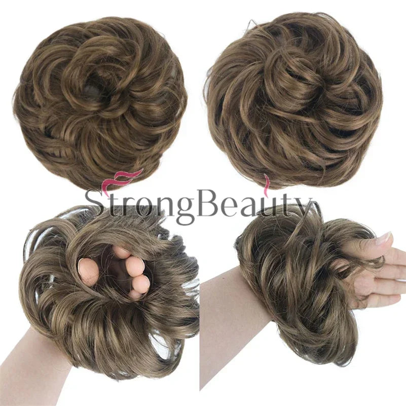 Synthetic Messy hair piece Daily Use Donut Chignon Scrunchies Fake Elastic Hairpiece Blonde Brown Bun For Women