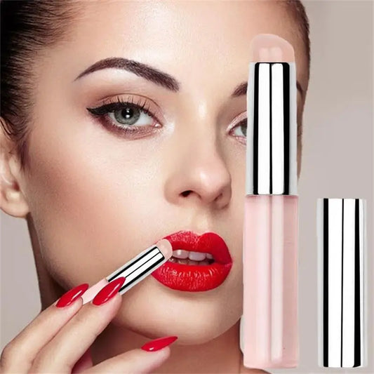 Silicone Lip Brush With Lid, Reusable Angled Concealer Brush Silicone Makeup Applicator Tool Portable Lip Brush for Lip Balm