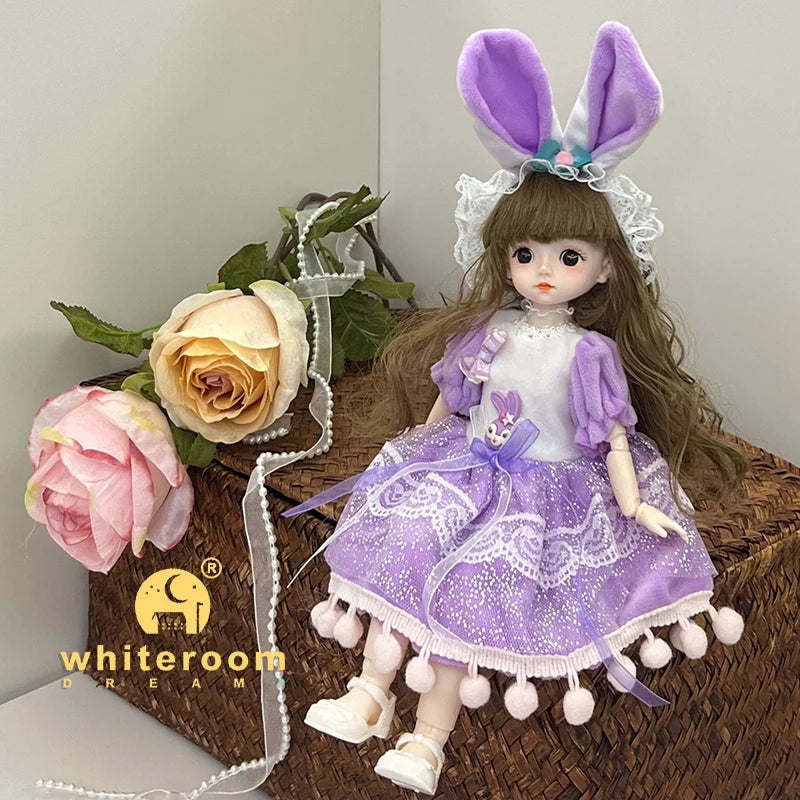 New 30cm BJD Doll High Beauty Asian Girl Toy For Chilren Retro Classic Wedding Dress Lolita Noble Rabbit Holiday Birthday Gift