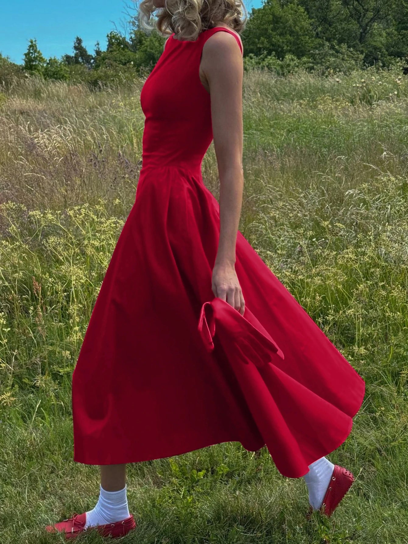 Dulzura O-Neck Sleeveless Zipper A-Line Midi Dress Solid Sexy Elegant Casual Outfit Party Club Streetwear Autumn Winter