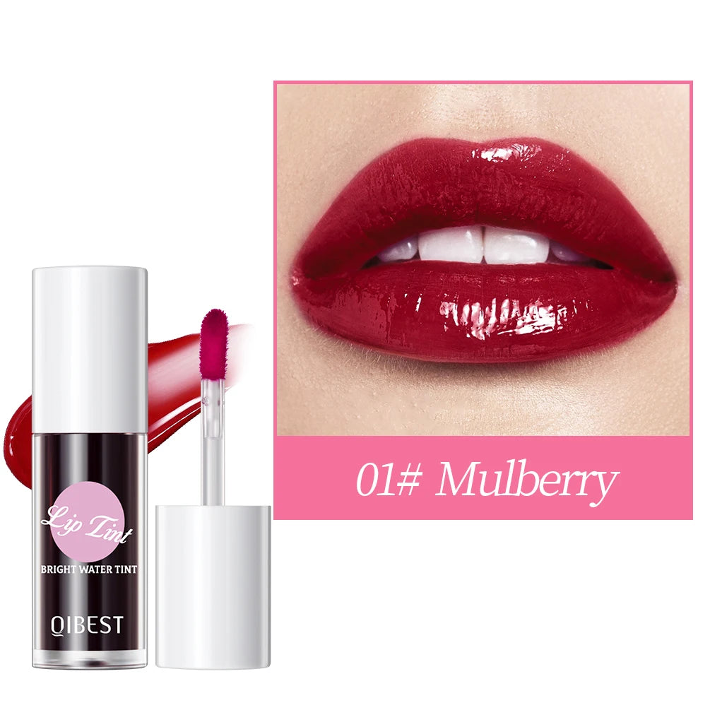 QIBEST Mirror Lip Glaze Water Lipgloss Sexy Red Lip Tint Liquid Lipstick Long-lasting Moisturizing Natural Beauty Lips Cosmetics