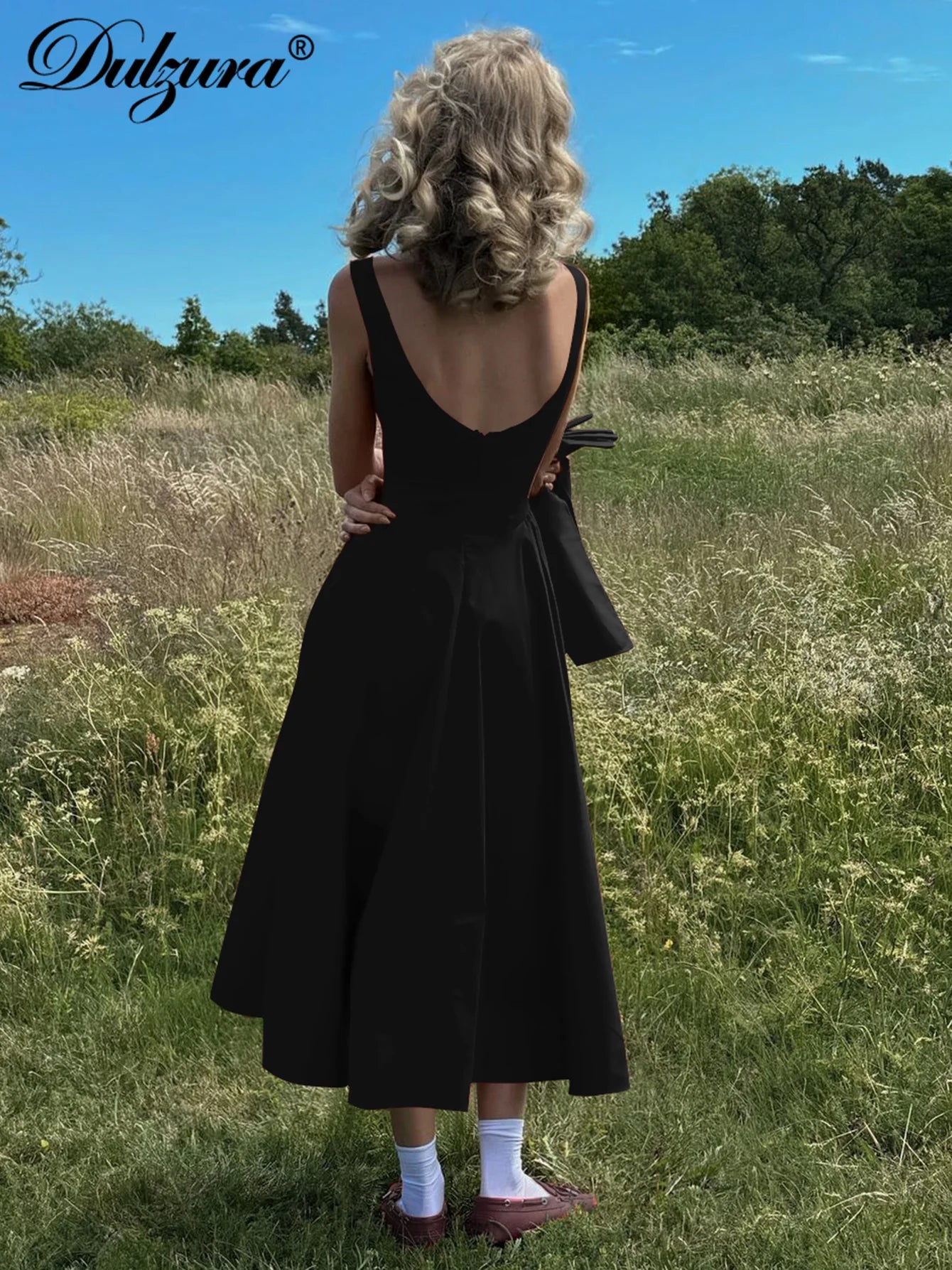 Dulzura O-Neck Sleeveless Zipper A-Line Midi Dress Solid Sexy Elegant Casual Outfit Party Club Streetwear Autumn Winter