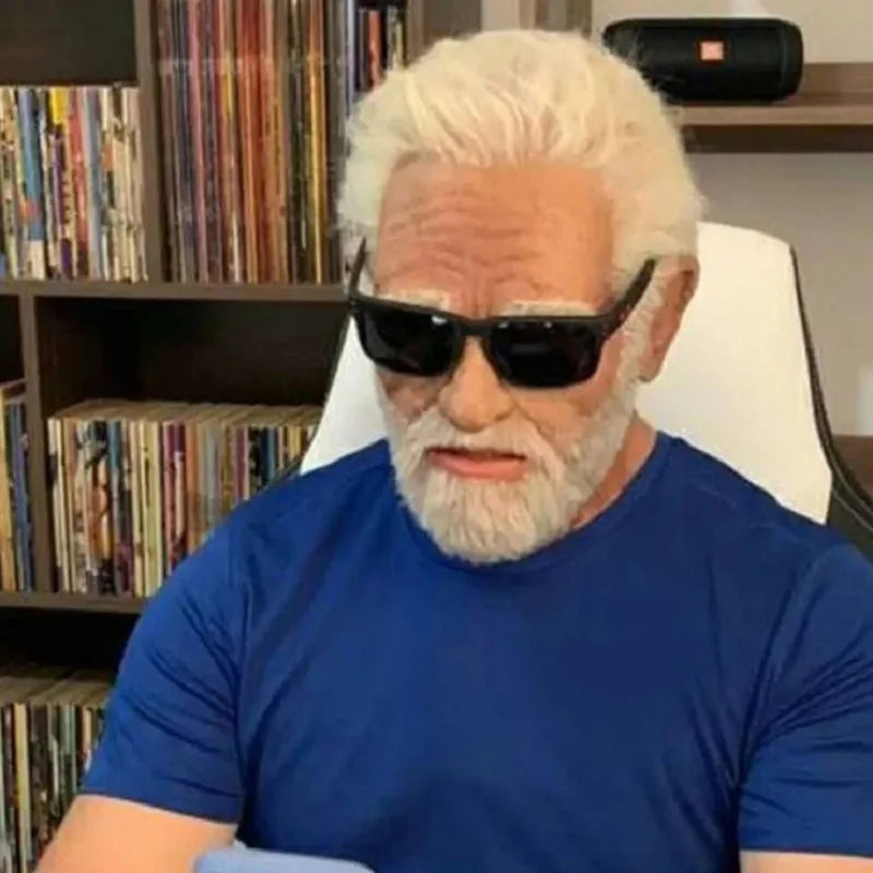 Mr máscara branca halloween novo homem velho careca chapelaria real cosplay adereços fotografia acessórios