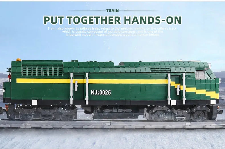 Mould King Green Train World Railway Series Block Model Boys Gift DIY Block Set Boys Girls Teenagers Gift Static version