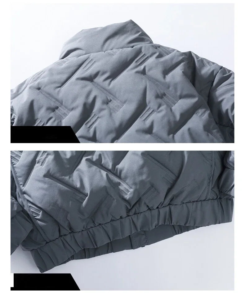 Winter Casual Fashion Streetwear Jacket Mens Puffer Coats Mens Clothes  Standing Collar Warm Top Coat Middle-aged Men With Plush