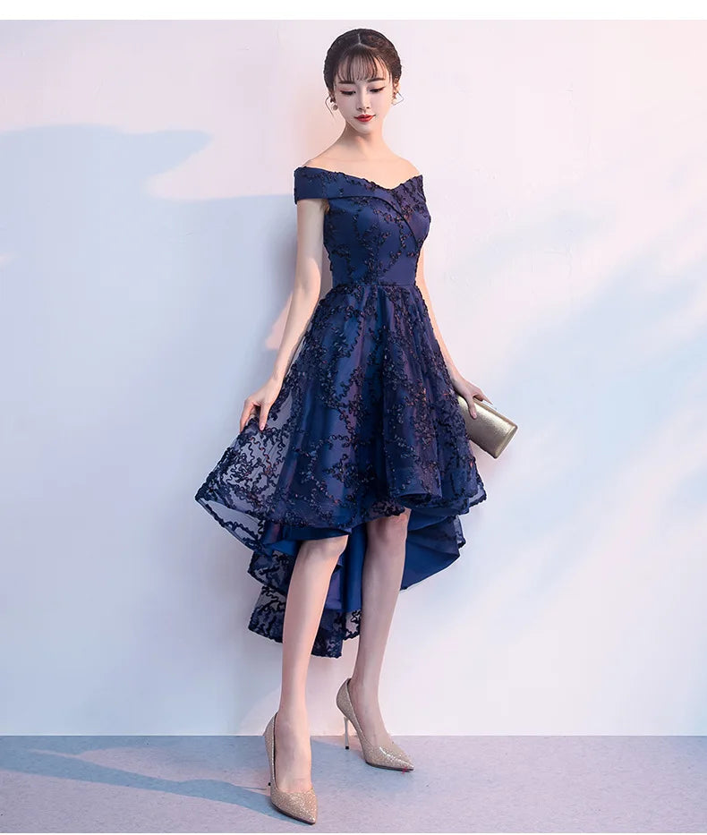 New Short Evening Dress Fashion Off The Shoulder Robe  Soiree Short Front Long Back Prom Dresses Elegant Vestidos Customized