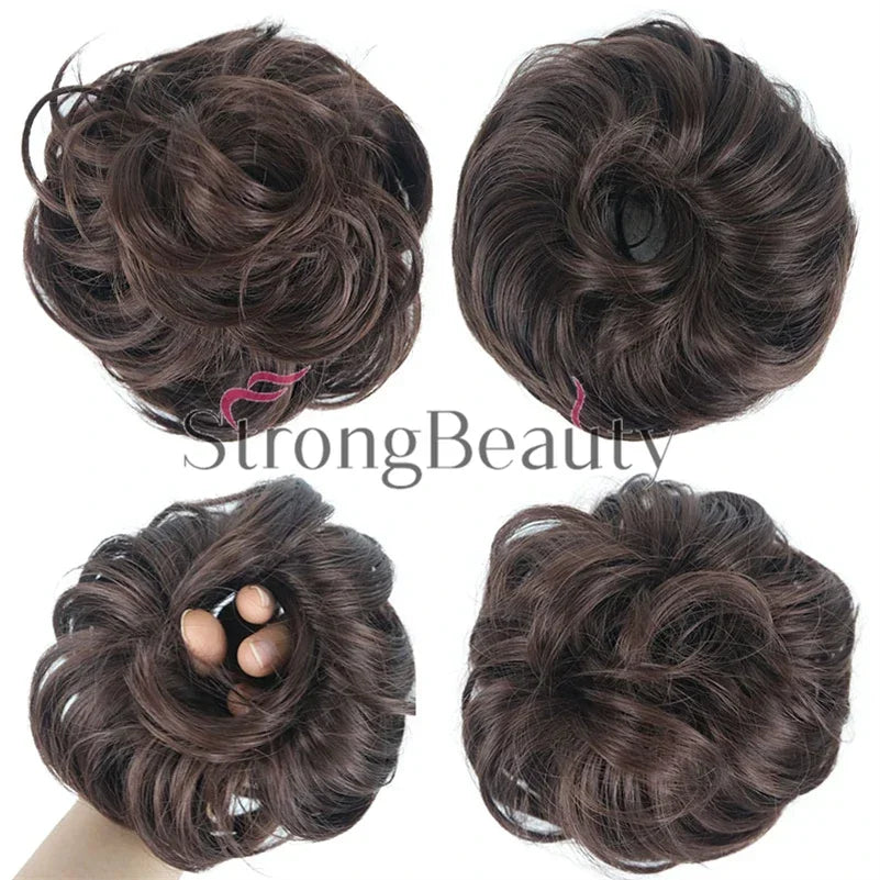 Synthetic Messy hair piece Daily Use Donut Chignon Scrunchies Fake Elastic Hairpiece Blonde Brown Bun For Women