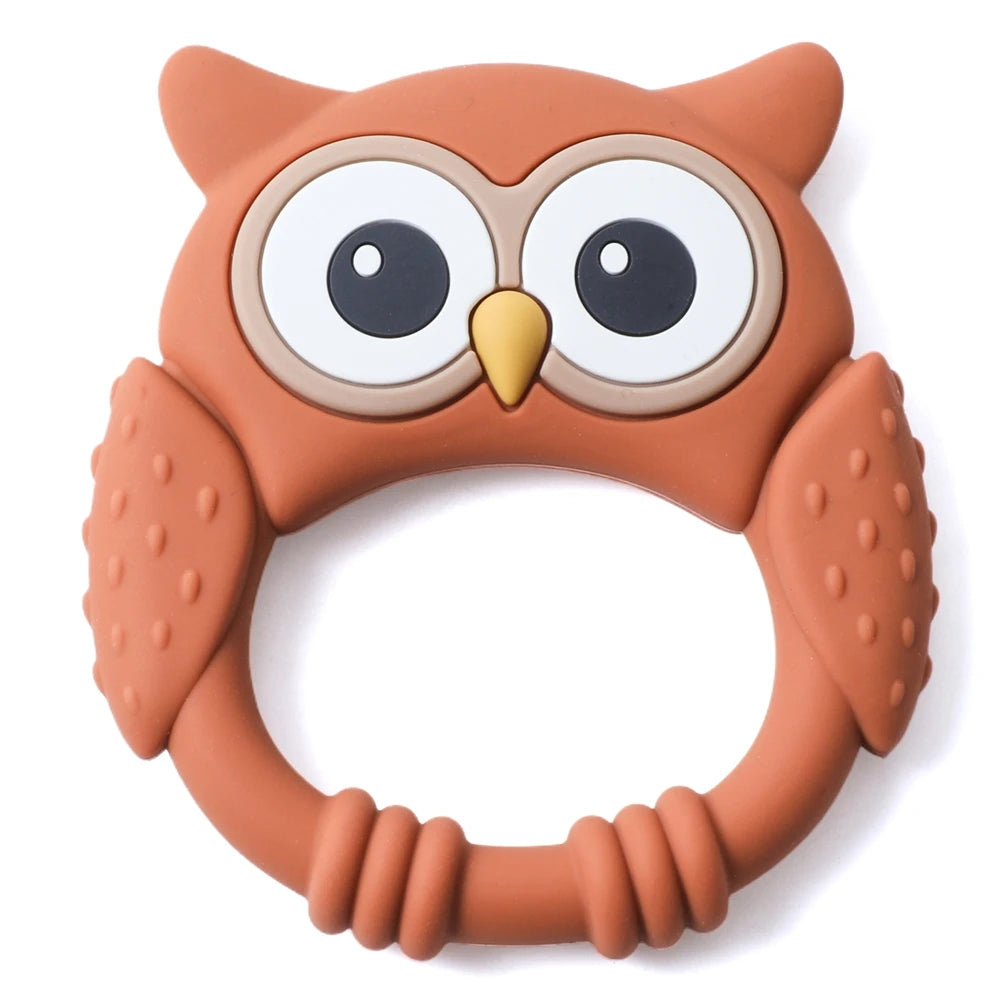 1pc Silicone Teether Baby 0-12 Toys Owl Silicone Cartoon Teether Food Grade Teething Toys for Toddlers Rattle Sensory Toys Gifts