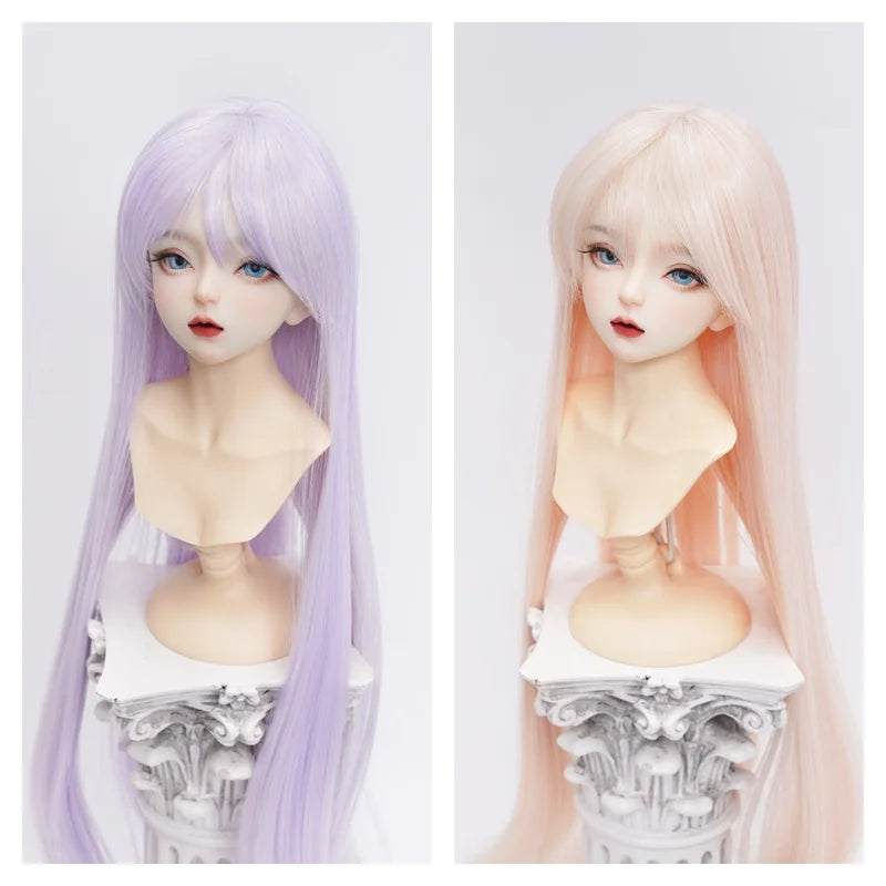 1/3 1/4 1/6 Doll's Wig for 60/45/30cm Bjd Doll High Temperature Silk Long Hair with Bangs Girl Toys Dress Up Doll Accessories