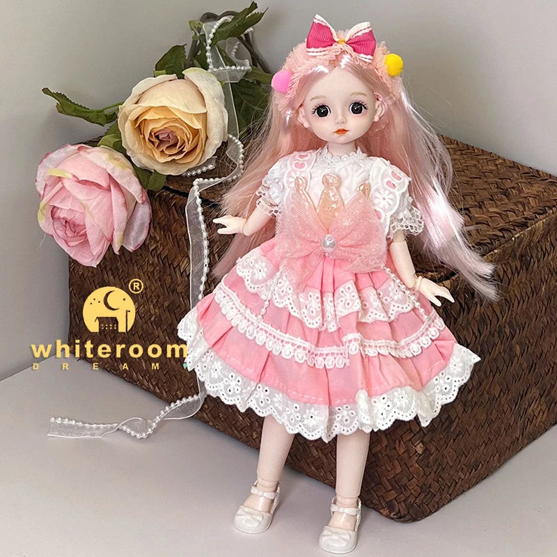New 30cm BJD Doll High Beauty Asian Girl Toy For Chilren Retro Classic Wedding Dress Lolita Noble Rabbit Holiday Birthday Gift