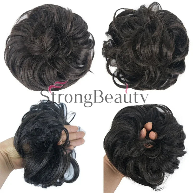 Synthetic Messy hair piece Daily Use Donut Chignon Scrunchies Fake Elastic Hairpiece Blonde Brown Bun For Women