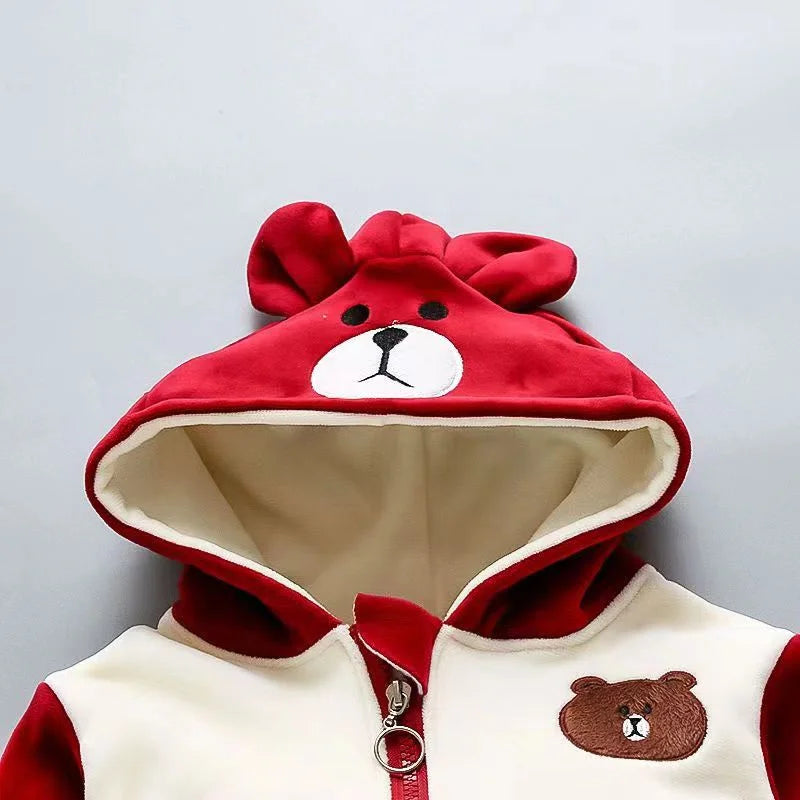 Boys Girls Padded Sets New Autumn Winter Children's Suits Kids Hooded Jackets+Pants 3Pcs Outfits Baby Spring Cartoon Clothing