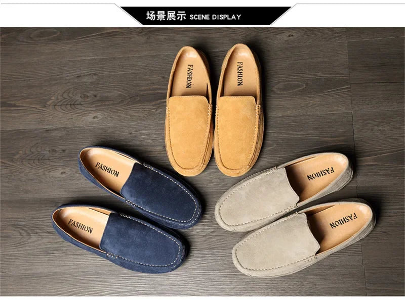 Suede Leather Man Loafers Luxury 2025 Casual Shoes For Men Boat Shoes Handmade Men Slipon Driving Shoes Male Moccasins Zapatos