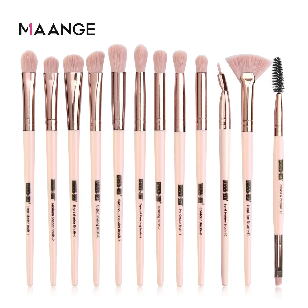Maange 12pcs Eye Makeup Brush Sets Makeup Tools Eye Shadow Brush Concealer Brush Blending Brush Lip Brush For Makeup Beginner