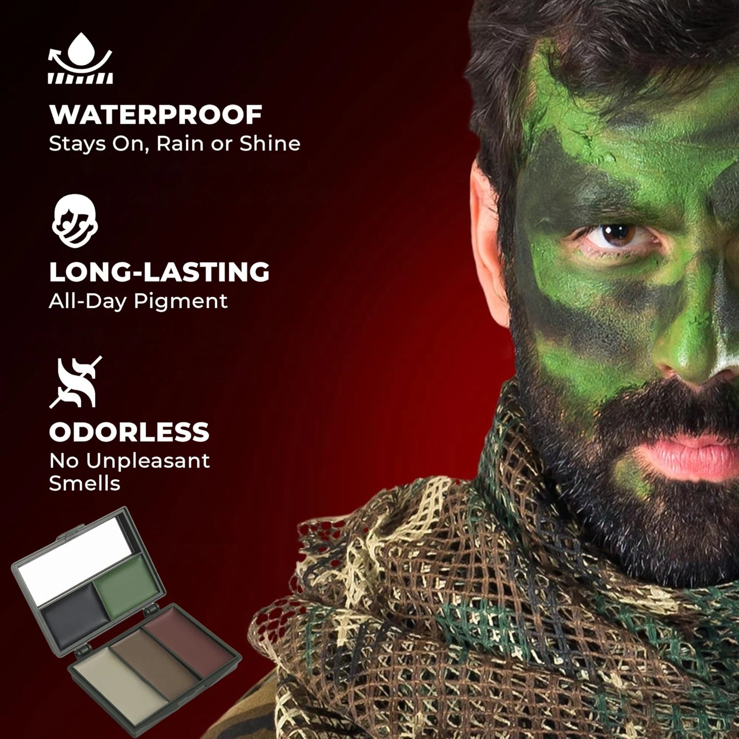 5-Color Camouflage, Face Painting, Camouflage Topcoat, Camouflage Theme Party Baseball Football Role-Playing, Real Camouflage Makeup Oil for Camouflage and Mixing