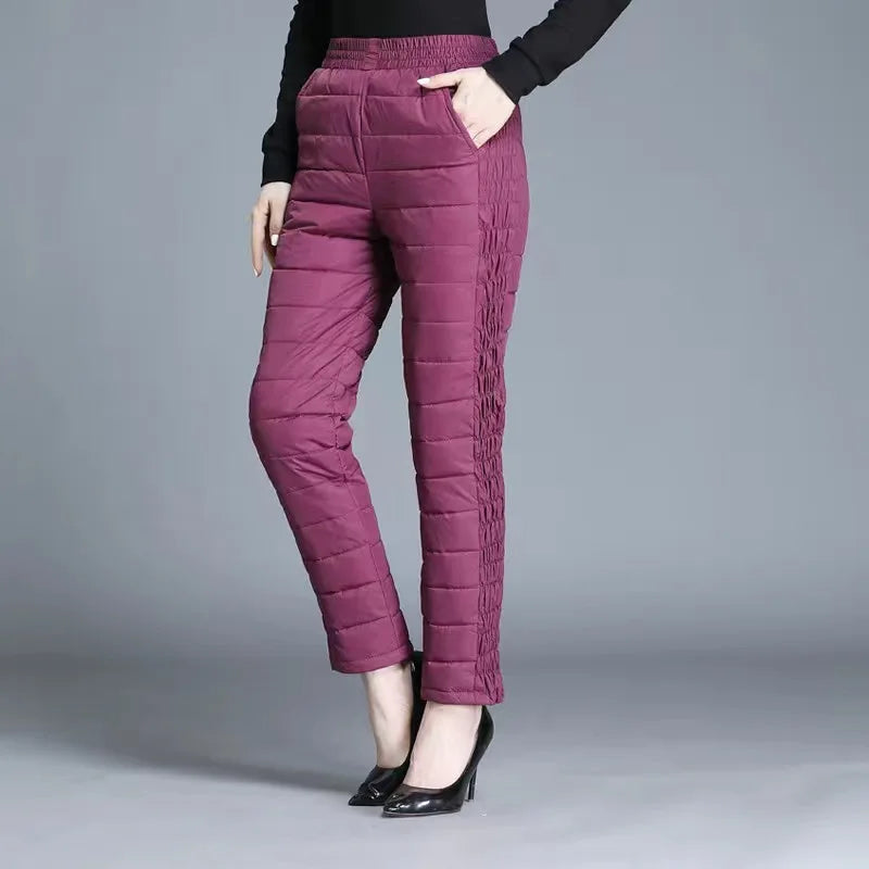 Winter 90% Duck Down Thicken Harem Pants Mom Casual High Waist Warm Pantalones Loose Windproof Straight Spodnie New Trousers