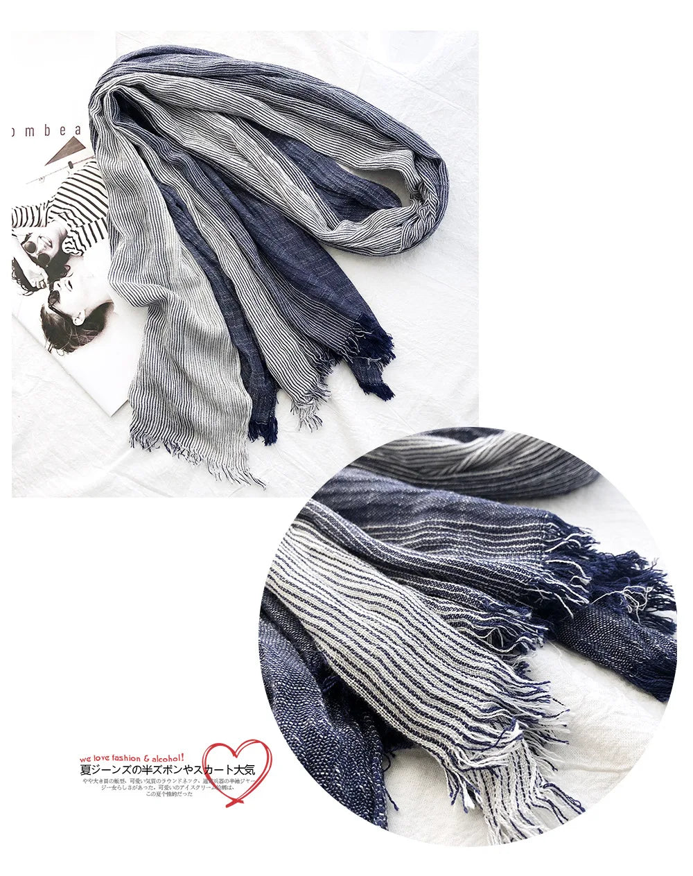 Cotton Linen Striped Scarf for Men Autumn Winter Men's Scarves Soft Warm Neckerchief Male Accessories Bufandas Shawls