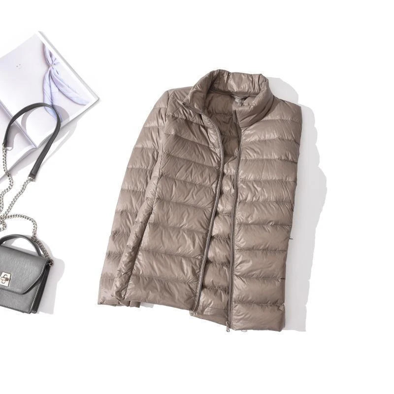 2022 Duck Ultra Light Down Jacket Women Winter Goose Feather Coat Thin Slim Warm Parka Hooded Outerwear Double Side Wear