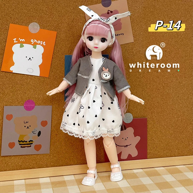 New 30cm BJD Doll High Beauty Asian Girl Toy For Chilren Retro Classic Wedding Dress Lolita Noble Rabbit Holiday Birthday Gift