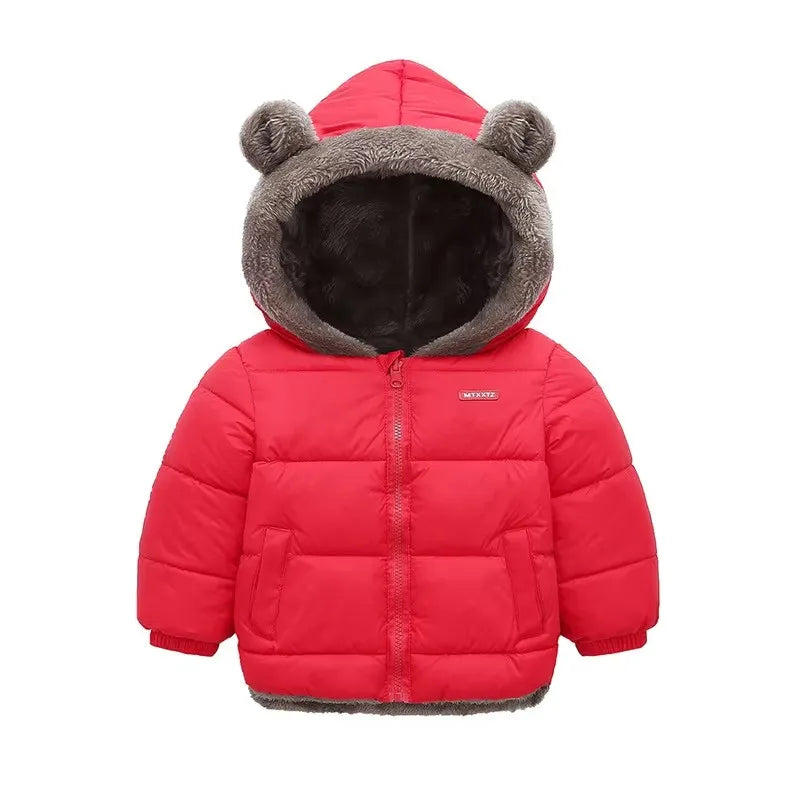 Winter Boys Girls Down Coats Kids Plush Velvet Jackets Children Thick Hooded Outerwear Baby Toddler Autumn Winter Padded Clothes