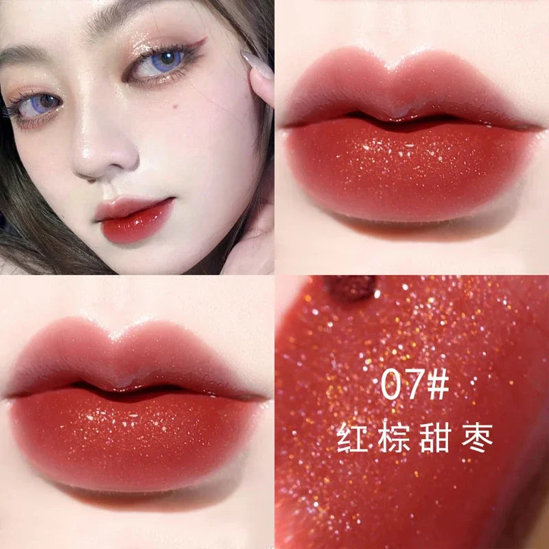 Glitter Moisturizing Mirror Lip Gloss Lasting Non-stick Cup Liquid Lipstick Red Nude Sexy Lip Tint Women Lips Makeup Cosmetics