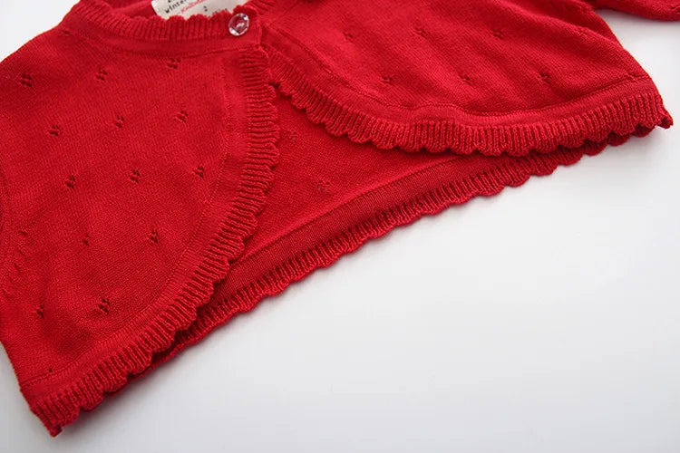 0 to 8 Years White Girls Cardigans Sweater Jacket Kids Girls Coat Outcoat Shawl Girls Clothing