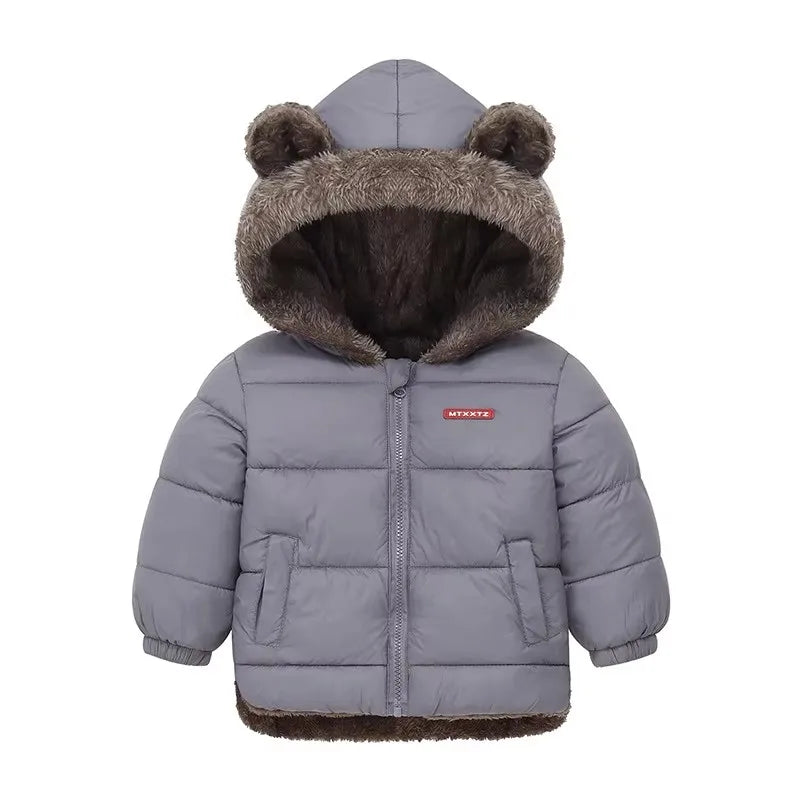 Winter Boys Girls Down Coats Kids Plush Velvet Jackets Children Thick Hooded Outerwear Baby Toddler Autumn Winter Padded Clothes
