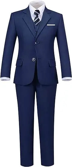 Child 4 Pieces Jacket Vest Pants Tie Black 007 Photograph Suit Gentleman Kids Skinny Piano Dress Boys Host Evening Party Costume