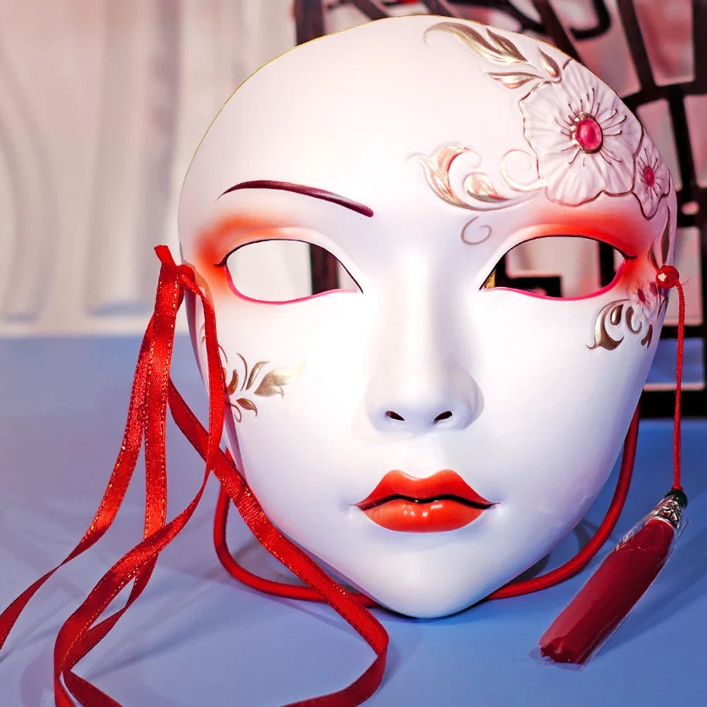 Adult Party Mask Hand Painted Makeup Full Face Carnival Queue Mask Kabuki  Masquerade  For Carnival Mardi Gras Cosplay