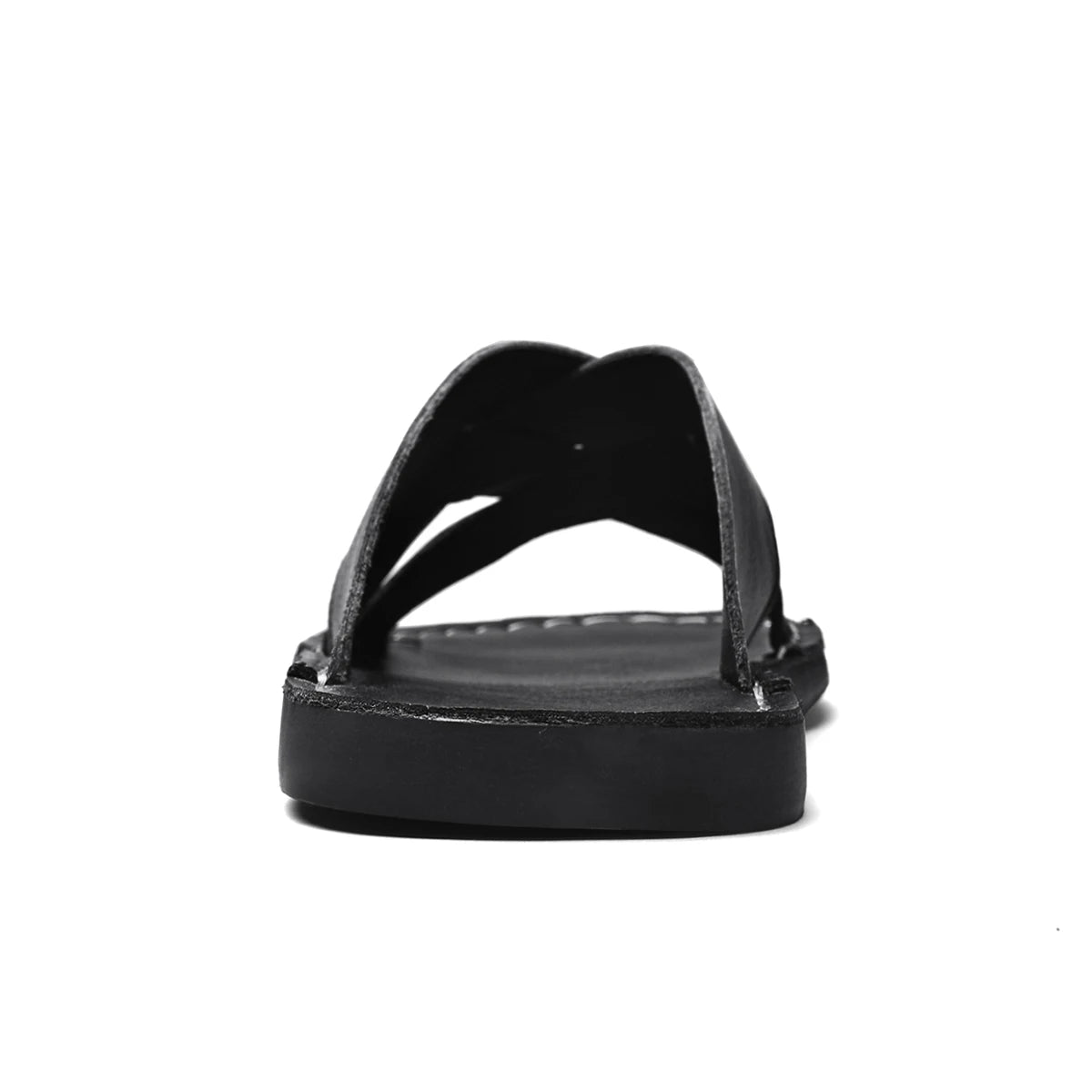 Summer Mens Flat Leather Slippers Slides Slip-on Sandals Thin Soles Retro Style Anti-skid Breathable Comfortable Big Size 48 49