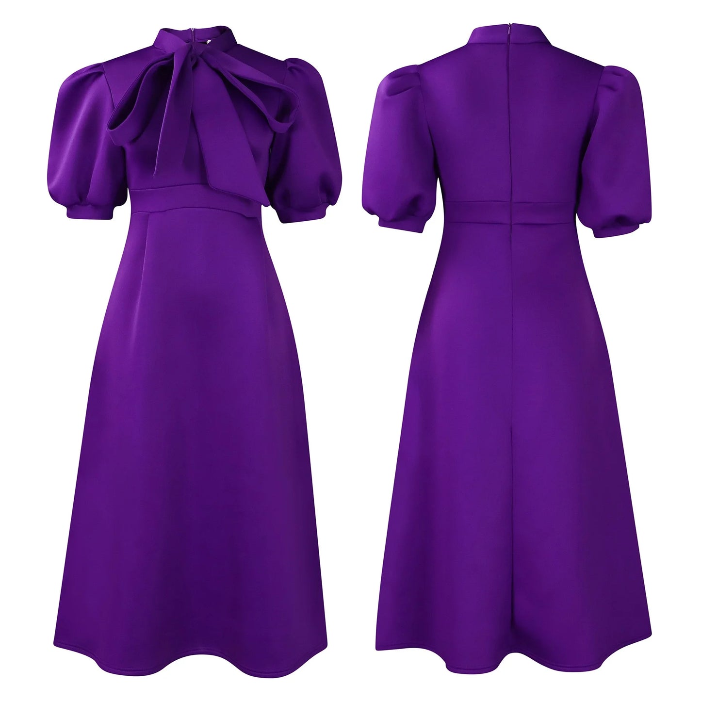 Elegant Party Dresses for Woman 2024 Luxury Bow Collar Short Sleeve High Waisted A Line Pleated Ankle Length Birthday Party Robe