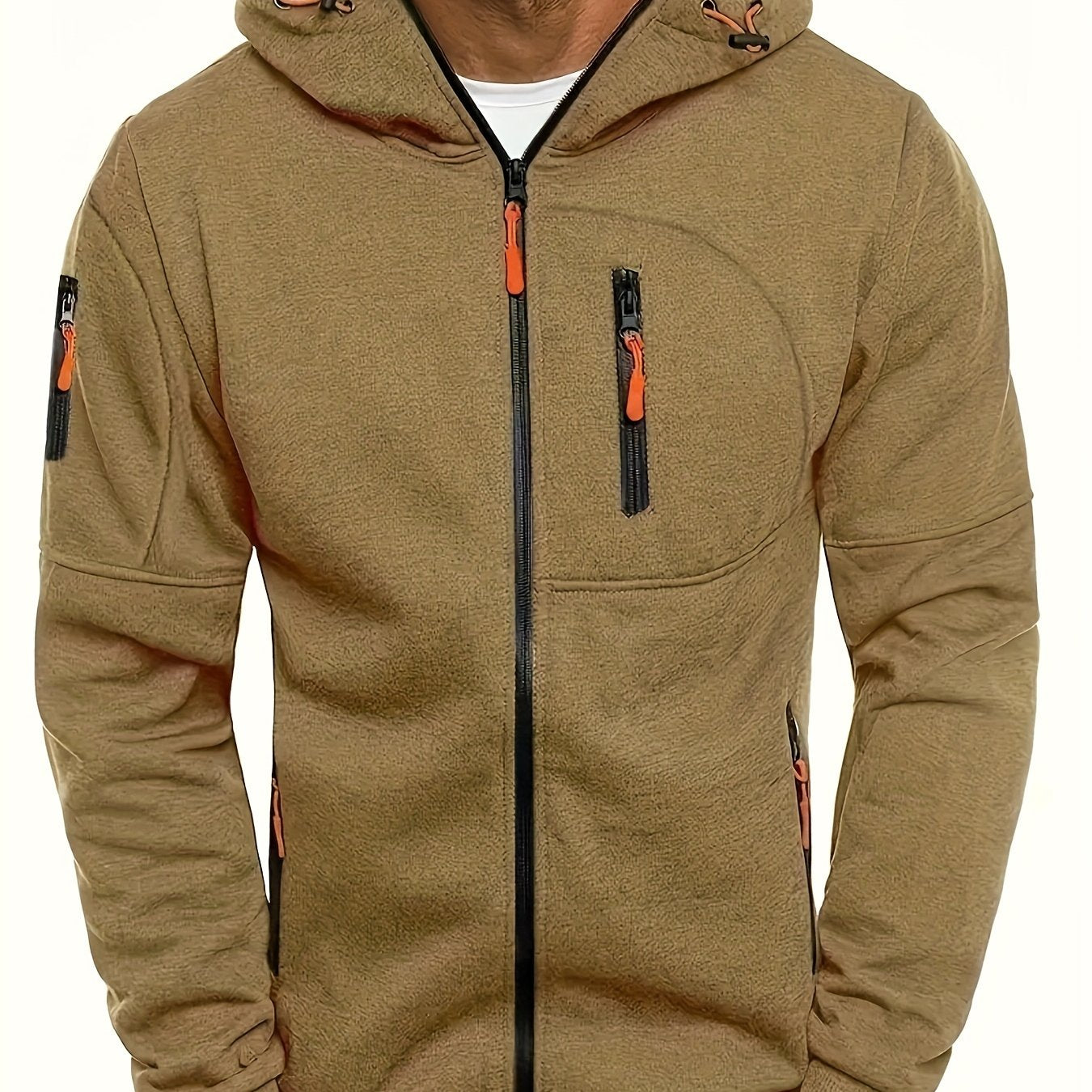 Mens Essential Zip-Up Hoodie - Long Sleeve, Lightweight, Gym-Ready Jacket for Spring & Fall