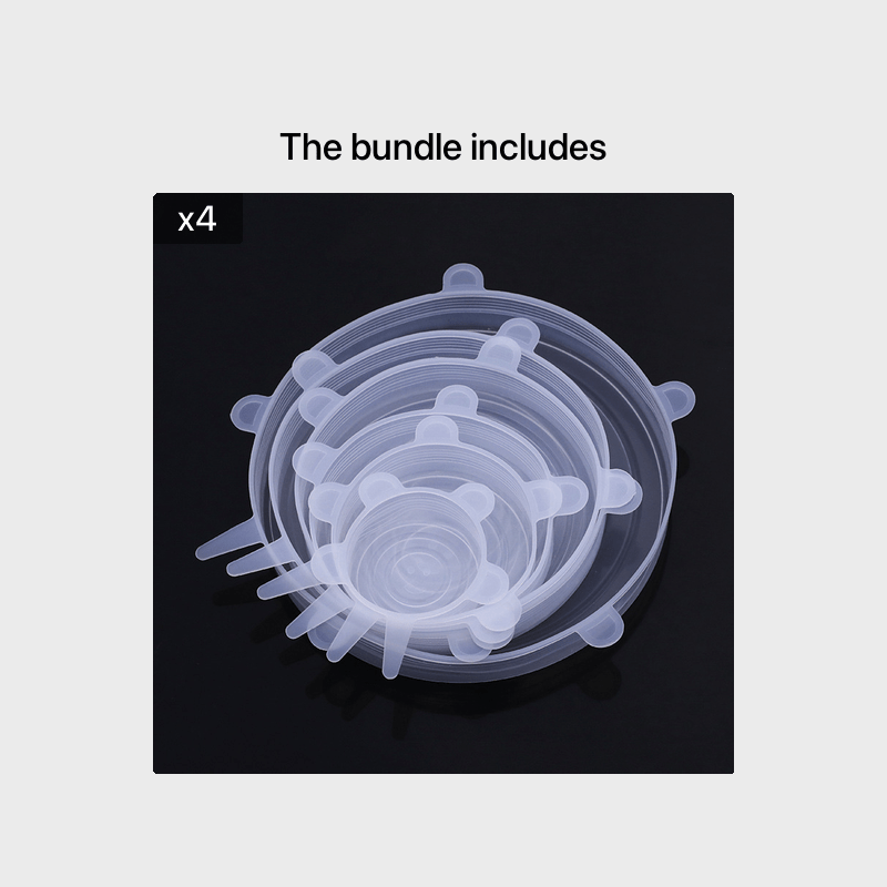 6 Silicone Stretch Lids - Reusable, Durable Food Storage Covers for Bowls - Fits Most Containers in 6 Different Sizes - Dishwasher and Refrigerator Safe