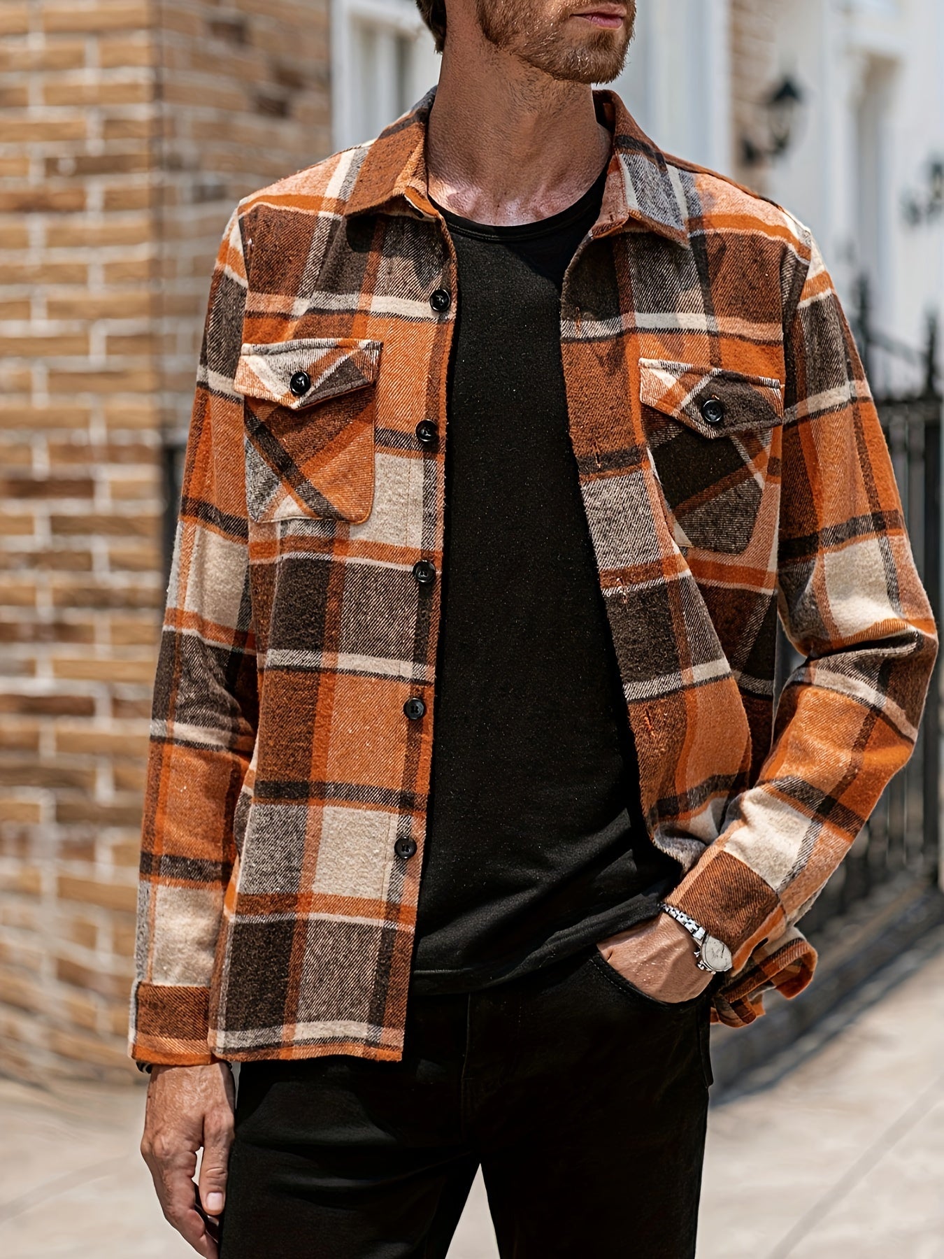 Effortless Style & Comfort: Men's Plaid Flannel Shirt Jacket for Fall/Winter - Durable, Casual Weekend Wear
