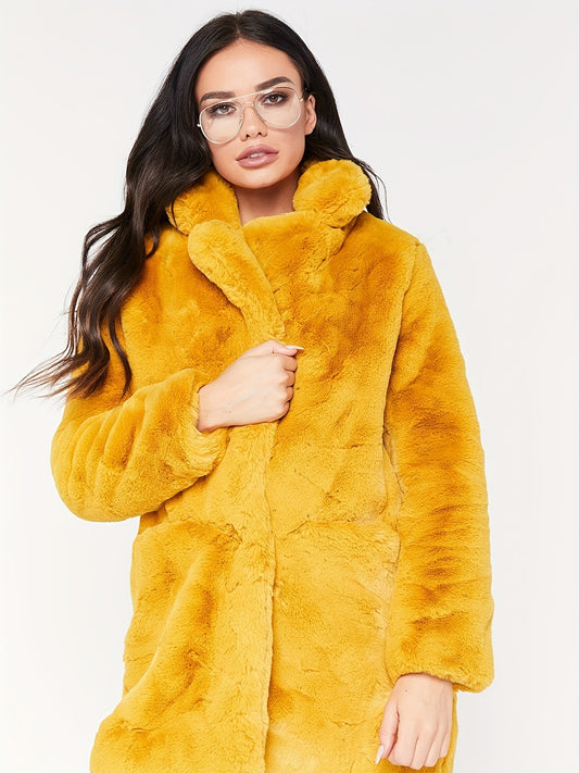 Warm Plush Winter Long Sleeve Coat, Casual Loose Fashion Teddy Outerwear for Women